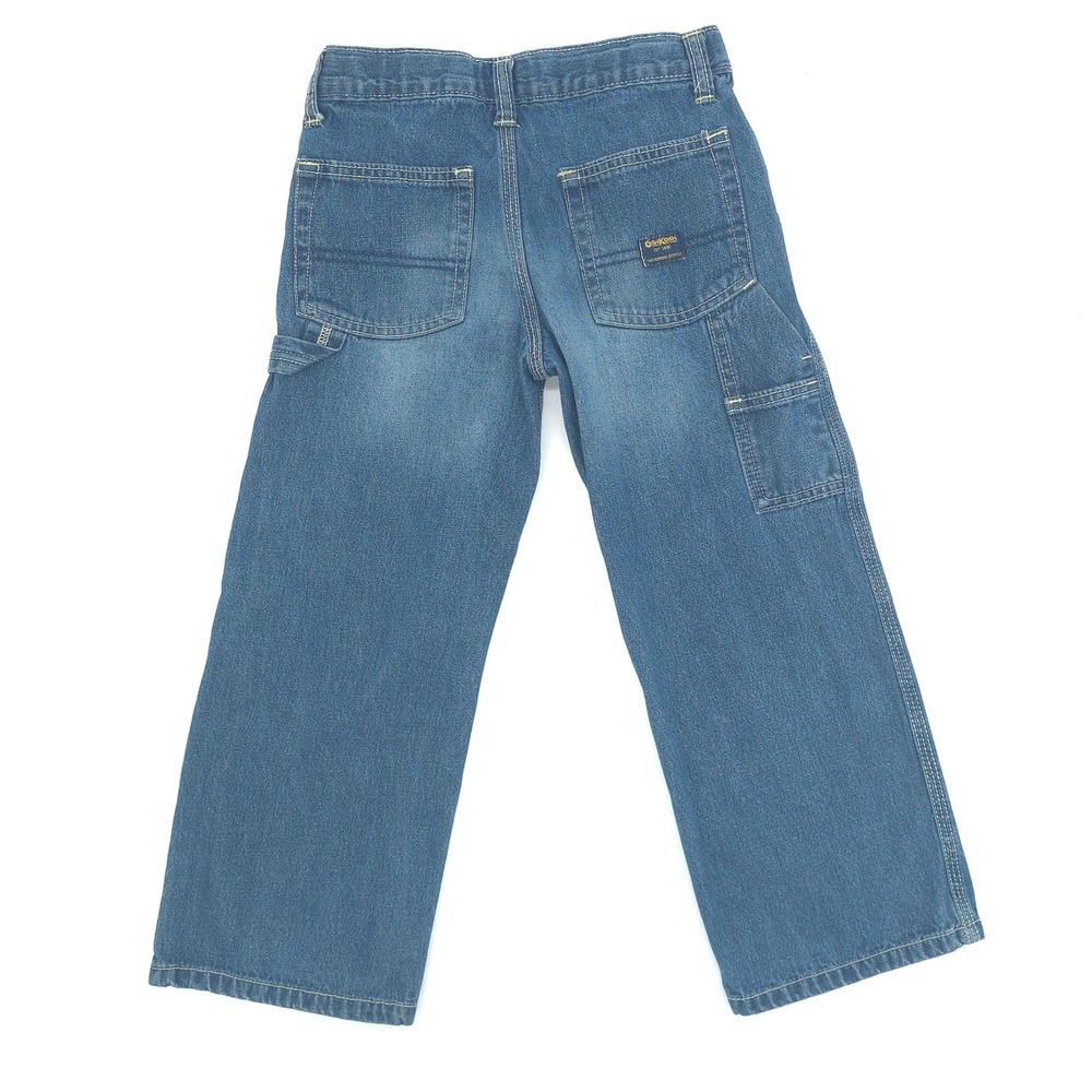 Y2K OshKosh Bgosh Boys Carpenter Jeans Medium Wash Utility Denim Husky Size 5 - Picture 2 of 6